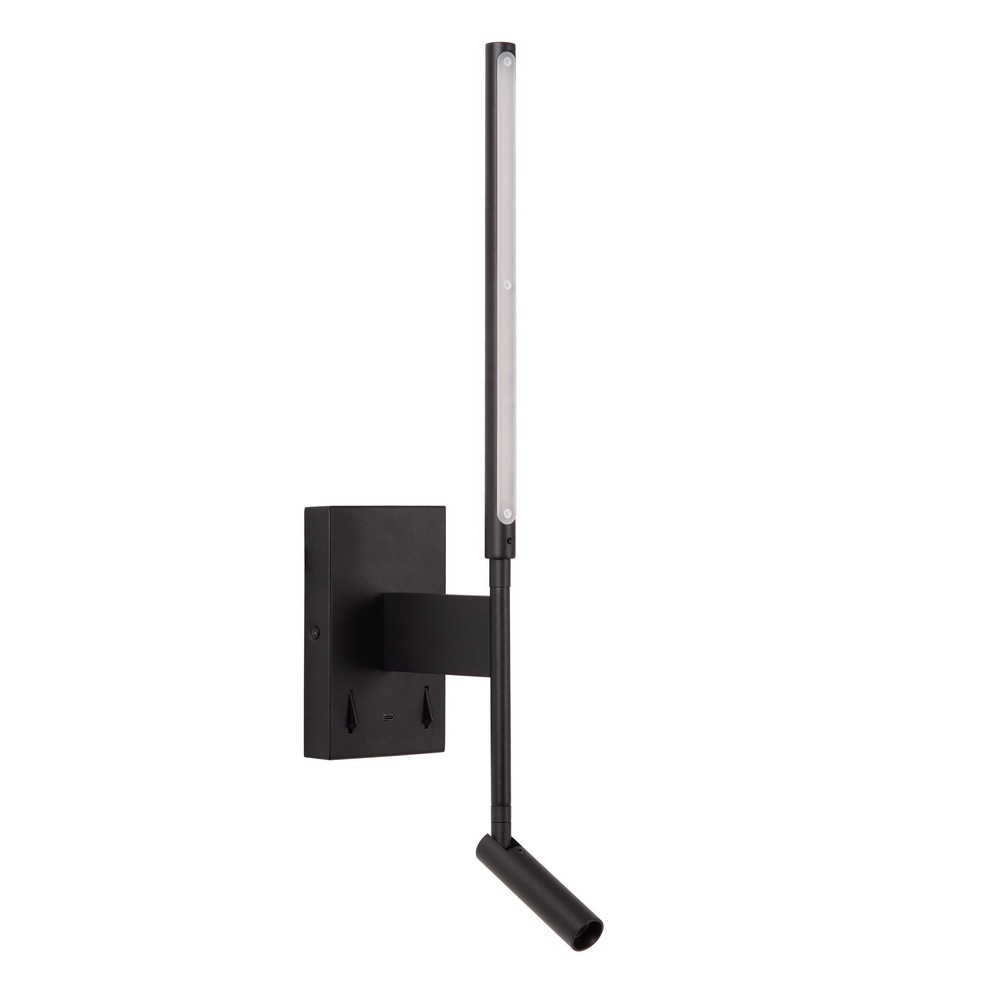 Lucide Design wandlampFinan met leeslamp en USB oplaadpunt zwart - 68210/09/30